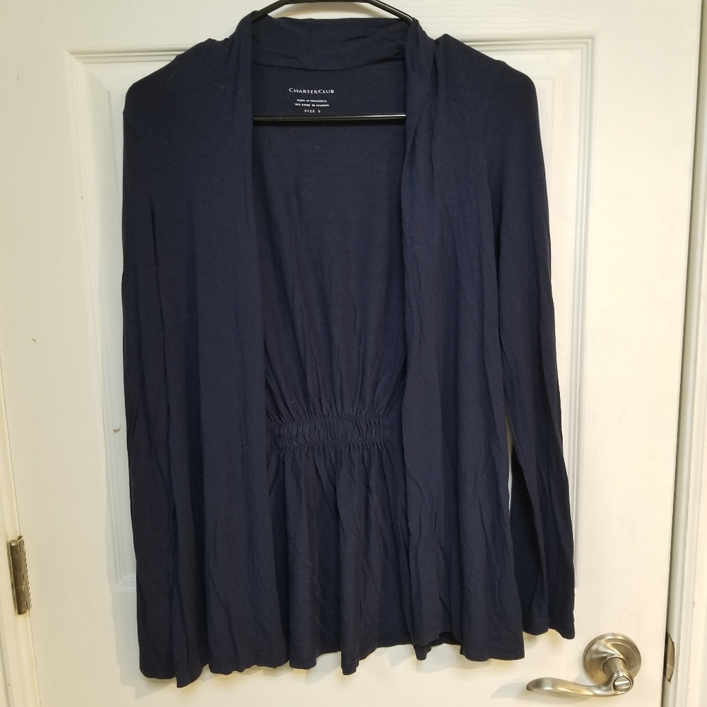 Charter Club Navy Open Front Cardigan (S)